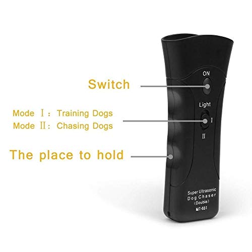 Moh Handheld Dog Repellent, Dual Channel Electronic Animal Repellent, Handy Ultrasonic Dog Deterrent for Outdoor Camping Garden, Bark Stopper + Good Behavior Dog Training