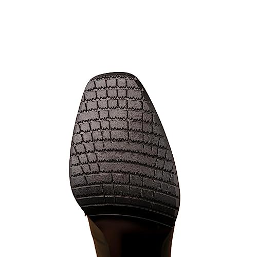 TinaCus Women's Genuine Leather Handmade Slip On Square Toe Mid Heel Retro Loafers Pumps Shoes4