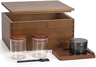 Large Bamboo Box Tray Set Decorative Box for Home Odour Proof Storage -Reversible Tray , Roll Kit and All Accessories .