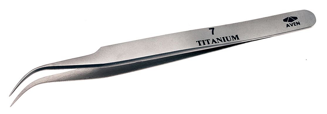 Aven 18072TT Titanium Style 7 Tweezer, 4-1/2" Overall Length