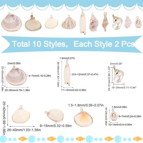 SUNNYCLUE 20Pcs 10 Styles Seashell Charms - Image 2