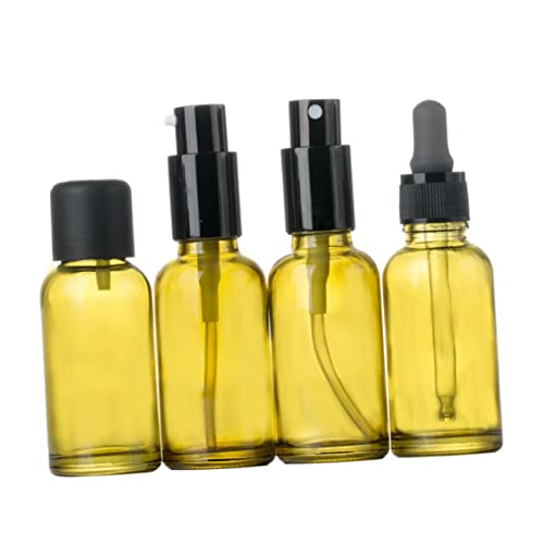 CALLARON 4Piezas Vidrio Para Cosméticos Para Esenciales Lociones Cuidado Personal