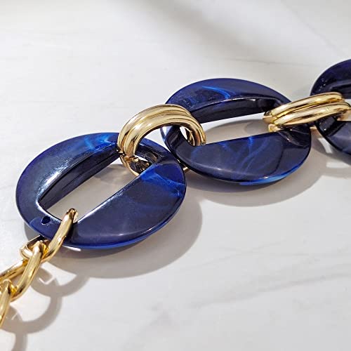 Coiris Paperclip Chain Large Choker Collar Statement Geometric Choker Necklace Resin Acetate Chunky Necklaces For Women Girls(N0094-Royal Blue) #TOP3