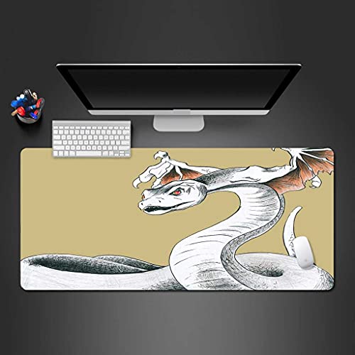 Tapis de souris de jeu XXL serpent blanc étendu grand format pour joueur sur PC