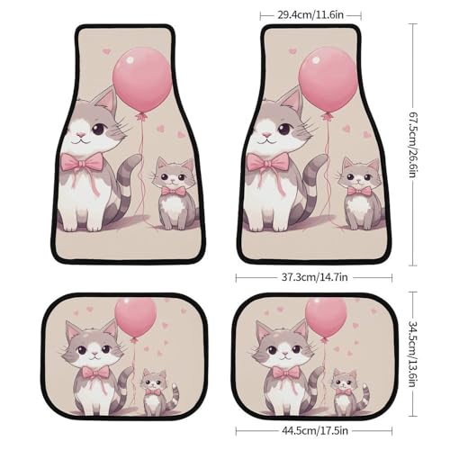 Tapis de sol voiture en forme de cœur et chat finition durable - 2