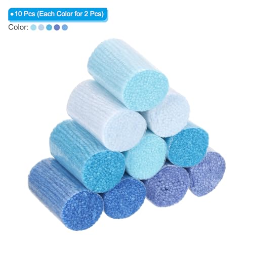 Image of Patikil 10 Rolls Latch Hook Kit, Precut Yarn for Latch Hook Rugs, Crochet, Adults Beginners, Blue Tone