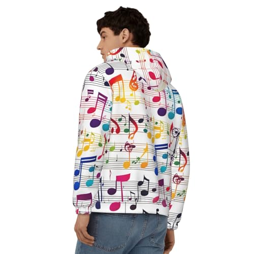 Sweat à capuche notes de musique pour homme coupe décontractée - 5