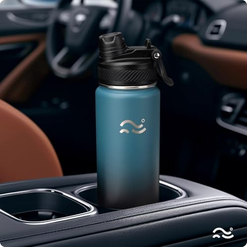 Image of Swigina [2-IN-1 LID] Insulated Water Bottle with Silicone Boot (36hrs Cold /18hrs Hot) - DIY Stickers, Leakproof, BPA Free, 24 oz