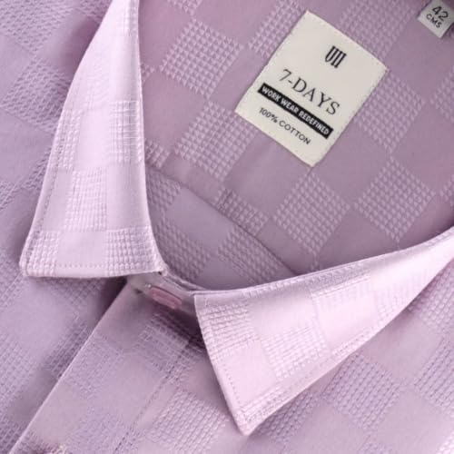 Image of 7-DAYS Men's Premium Formal Shirts - Regular Fit, Full Sleeve, 100% Pure Cotton, Self-Design, with Pocket - Stylish Office Shirts for Men