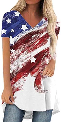 YOPLANET American Flag Womens Long Tunic Tops to Wear with Leggings,Fourth of July Outfits USA Patriotic Shirts for Women
