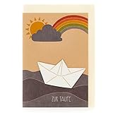 Die Stadtgärtner – Taufkarte mit Saatpapier I Karte zur Taufe mit süßem Boot-Motiv I Saatpapier mit Wildblumen-Samen I Kleines Geschenk zur Taufe I Karte mit Umschlag I 10,5 x 14,8 cm (DIN A6)