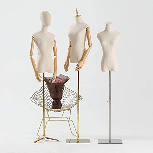 Maniquí de sastrería femenino regulable de lino con trípode estable 3