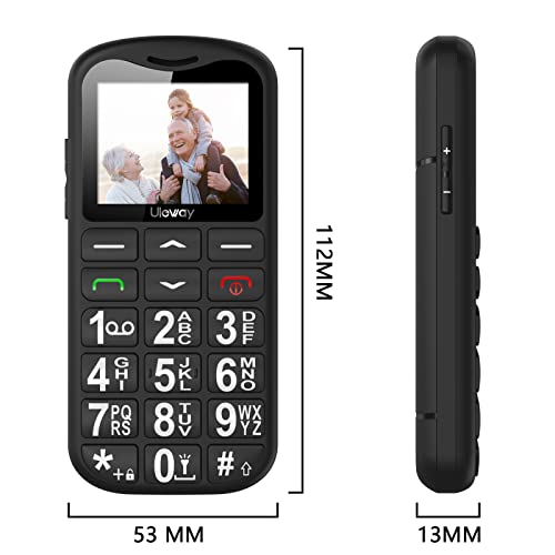 ukuu Big Button Mobile Phone for Elderly Easy to Use Basic Mobile Phone SIM Free Unlocked Senior Phone with SOS Button, Speed Dial, 800mAh, Bluetooth and Charging Dock-Black - Image 6