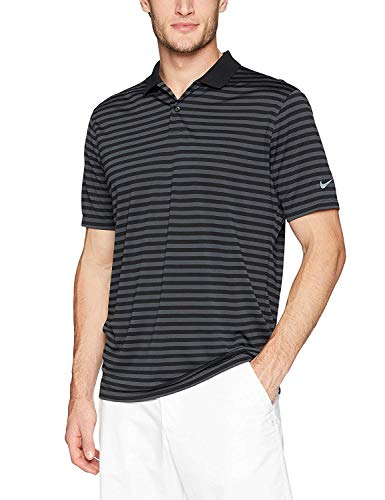 NIKE Men's Dry Victory Stripe Polo Golf Shirt, Black/Anthracite/Cool Grey, X-Large