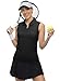 BGOWATU Women's Sleeveless Golf Polo Shirts 1/4 Zip Tennis Workout Tank Tops with Collar UV Protection Dry Fit Black L