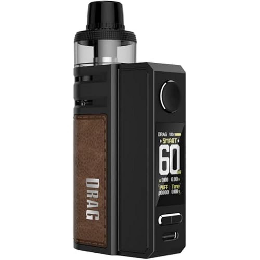 VooPoo Drag E60 Kit, 60W, Integrated 2550mAh Battery, DTL sub-ohm kit - Vape Kit, Vaping, Ecigarette, Ecig - No Nicotine, 2ml TPD Version. (Coffee)