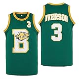 cisumaoyi Men's #3 Iverson Bethel High School Basketball Jersey Stitched Green XXL