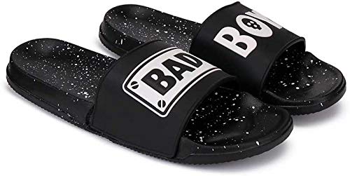 SPINOZA Men Black Casual PUBG & Bad Boy Flip Flop & Slipper, Slip-on for Men Spin(1)-Bad Boy
