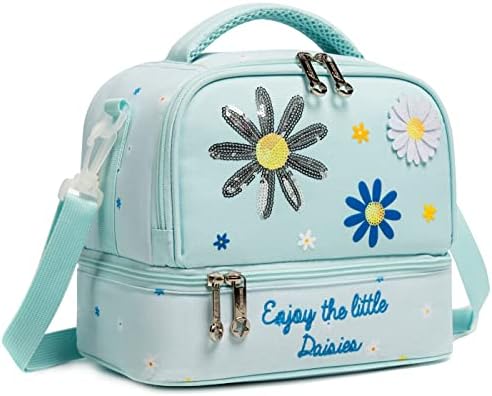 MOHCO Kids Lunch Bag Insulated Bento Cooler Bag Two compartments Cooler for Boys and Girls with Adjustable Strap Travel Lunch Tote