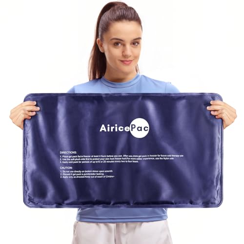 Image of AiricePac Extra Large Gel Flexible Back Ice Packs for Injuries Reusable, 11 inchx 20 inch Cold Pack Wrap for Knee Leg Neck Shoulder Hip Back Pain Relief, Cold Compress Therapy for Swelling, Bruises, Surgery