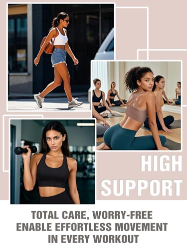 Image of Sports Bras for Women High Support, Multipack Padded Supportive Criss Cross Back Wireless Running Yoga Workout Bra