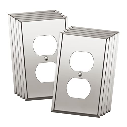 ENERLITES Duplex Receptacle Outlet Metal Wall Plate, Polished Chrome
