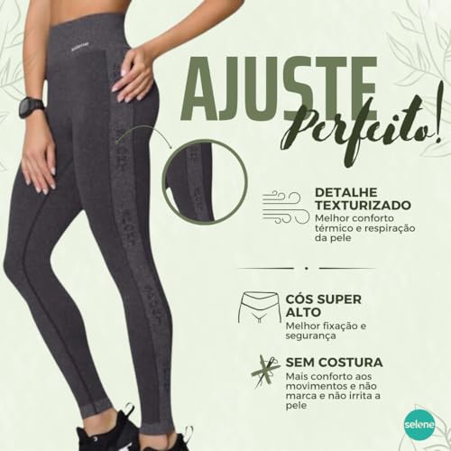 Conjunto Fitness Sem Costura Selene Sports Academia Feminino Legging e Top Adulto | Roxo Mescla | GG