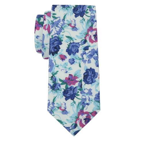 Image of Mantieqingway Floral Ties for Men Skinny Cotton Tie Flower Necktie