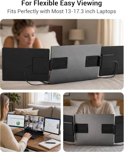Image of Laptop Screen Extender, 13.3 inch FHD Portable Second Monitor for Laptop | 360 Rotation, Adjustable Stand, 1.38lbs Ultra-Slim Lightweight,Plug & Play, Mini HDMI /USB Type-C, Windows /Mac /Android