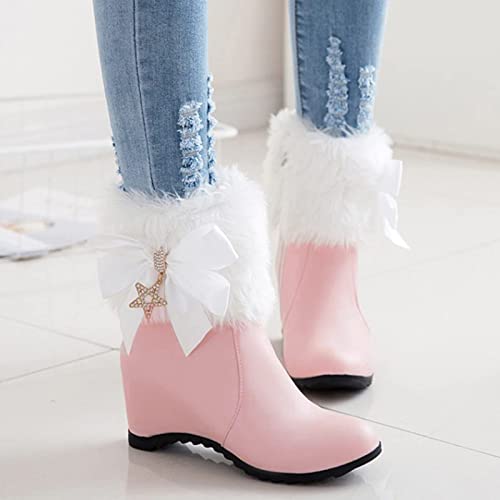 Women's Wedge Ankle Booties Side Zipper Outdoor Fur Lined Warm Winter Boots Comfortable Shoes for Women2