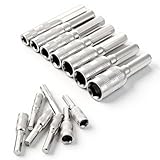 FdcZeyxior 7 PCS Hex Socket Adapter Set with H4 Shank Metric, Micro Socket Set 2.5mm 3mm 3.5mm 4mm 4.5mm 5mm 5.5mm Metric 6 Point Hex Sockets Power Nut Driver Drill Bit Sets