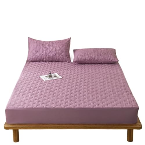 Funda de colchón Impermeable con Relleno Grueso, Funda de Cama de Tela cómoda, Juego de sábanas de Lino, Protector de colchón for el hogar para el Dormitorio, el colchón(Red,160x200cm(63x78.7in))
