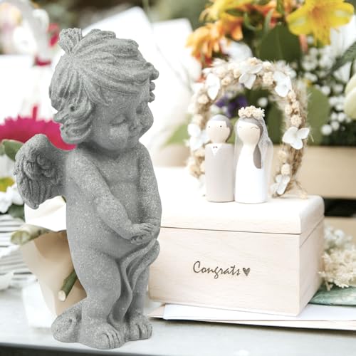 Pequeña estatua de ángel querubín de piedra arenisca miniatura 2