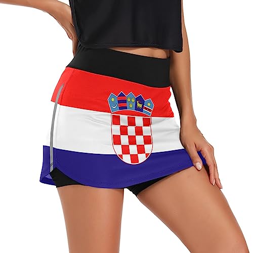 ODAWA Saia feminina atlética com bandeira da Croácia saias leves para golfe tênis shorts esportivos