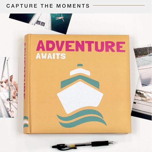 Image of MCS Adventure Awaits Orange Photo Album, 200-Pocket, 4x6, 12x12 Pages | Scrapbook-Style Keepsake Photo Album With Memo Space, Clear Side-Loading Pockets, Thoughtful Gift