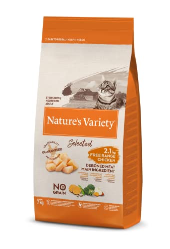 Nature's Variety Selected, Pienso para Gatos Adultos Esterilizados, Sin cereales, con Pollo campero...