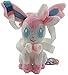 Msqau Eevee Evolution Sylveon Anime Animal en peluche assis Fée Eevee Fairy Eevee Evolution Edition Peluche Peluche Cadeau 20,3 cm