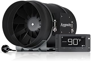 Aygrochy Inteligentny wentylator rurowy 200 mm z regulatorem temperatury i wilgotności, wentylator wyciągowy do wzmacniaczy, namiotów do uprawy, wentylacji i dmuchaw wyciągowych
