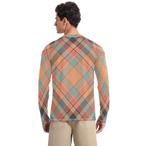 Plaid Scotland Colorful Men's Swim Shirts UPF 50+ Fishing Elasticity UV Sun Protection Beach2