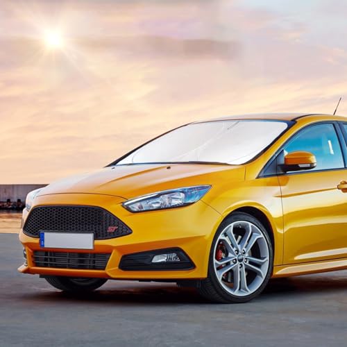 Sunshade for Focus Windshield Sun Shade Custom-fit for 2012-2018 Ford Focus S, RS, ST, SE, SEL, Titanium, Electric Sedan Hatchback Accessories Front Window Shield Cover Sun Visor UV Reflector