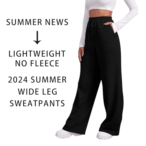 Baggy Wide Leg Sweatpants for Women Fleece High Waist Joggers with Pockets Lightweight Comfy Drawstring Sweat Pants2