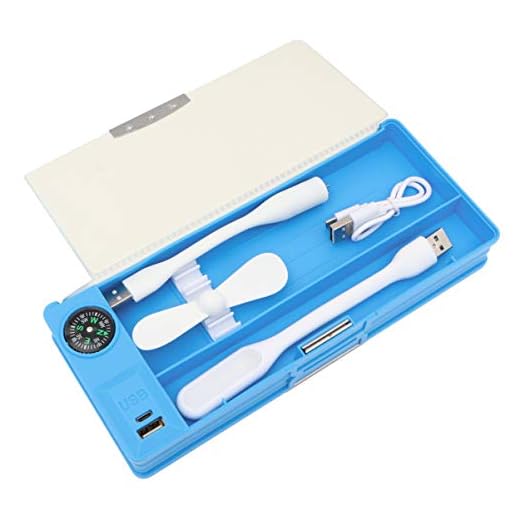 NUOBESTY Étui à Crayons Grande Capacité Multifonction USB Stylo Crayon Marqueur Sac de Rangement avec Ventilateur Électrique Bureau Lampe LED