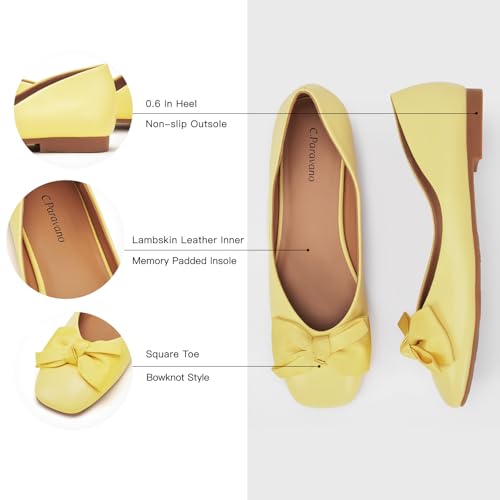 Image of C.Paravano Flats for Women | Ballet Flats | Square Toe | Dressy Casual Shoe