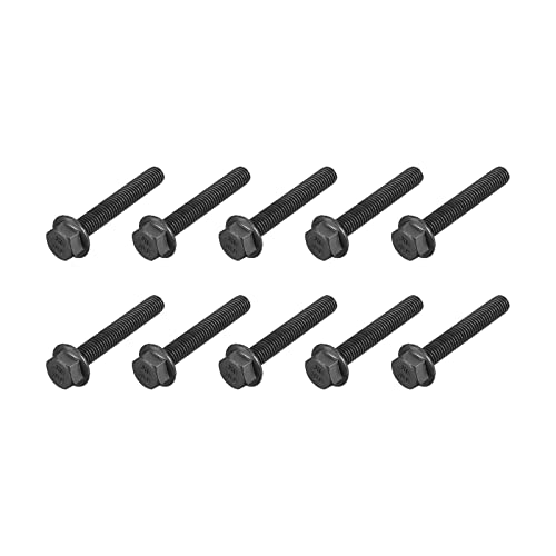 Image of METALLIXITY Flanged Hex Head Bolts (M8x50mm) 10pcs, Hexagon Serrated Flange Bolt Fully Thread Screw - for House Construction Hardware Fasteners