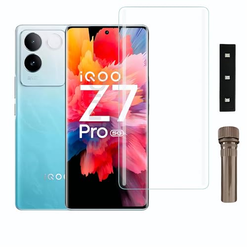 Image of Diruite UV Tempered Glass for IQOO Z7 Pro- Premium 9H Hardness, Full Edge-to-Edge Coverage, Crystal HD Clarity, UV Glue with Easy Installation Kit (Pack of 1)