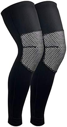 Protective gear Basketball Knee Pads, Sports Anti-Collision Compression Knee Support, Nursing Calf Men and Women Basketball Equipment Breathable Running Long Leg Support (1 Pair) Nanayaya