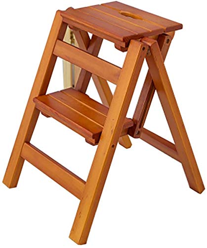 Taburete de escalera plegable de madera con estante para flores para el hogar 2