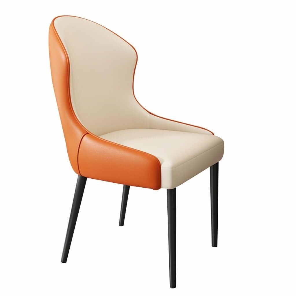 Sedie da pranzo Ecopelle Cucina Soggiorno Lounge Sedie da banco Stabile Acciaio al Carbonio Gambe in Metallo per Soggiorno, Ufficio, Cucina, Salone (Bianco Sporco Arancione)