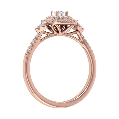 1/3 Carat Cushion cut Halo Diamond Engagement Ring in 10K Gold3