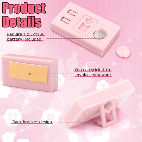 Image of Frienda 3 Pieces Mini Digital Clock Small Digital Clock Stick on Battery Operated Self Adhesive Bracket for Car Dashboard Fridge (Pink)